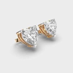Fancy Style 14K Solid <b>Gold</b> Stud <b>Earrings</b> <b>Heart</b> Cut Lab Grown Diamond <b>Earring</b> for Birthday Parties and Gifts - Product Image 4