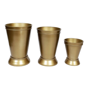 Vase décoratif en laiton au design en verre avec lot de 3 pots de fleurs ronds faits à la main de style unique pour la décoration de la chambre à coucher - Product Image 1