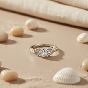 "Romantic Rhodium-Plated 925 Silver Diamond <b>Ring</b> for Women's Engagement or Promise Gift" - Product Image 3