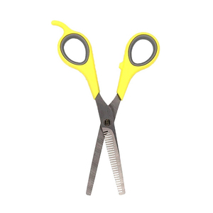 กรรไกรตัดผมสเตนเลสแบบมีสไตล์พร้อมที่จับพลาสติกที่วางปลายใบมีดตรงและที่วางนิ้วสำหรับผมบาง - Product Image 5