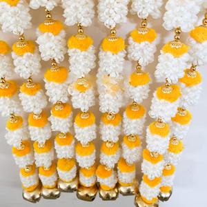 Mogra จัสมินมาลัยพร้อมพู่ห้อยทองระฆังสำหรับฉากหลัง haldi งานแต่งงานอินเดีย mepdoor แขวนเทศกาลตกแต่งงาน - Product Image 6