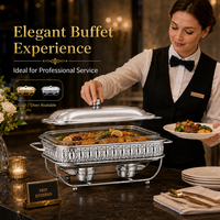 Plat à réchaud en verre 1,5L 2L avec support en acier inoxydable pour buffet, chauffe-plats pour hôtels, restaurants, mariages et traiteurs