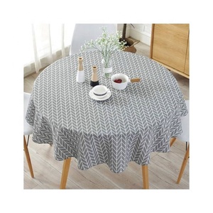 High Quality 200 GSM Pure Cotton Fabric Light Weight Embroidered Grey Patterned Custom Sizes Factory Table Cloth Covers - Product Image 1