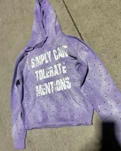 Sweat à capuche vintage pour homme, style streetwear, lavage à l'acide, polyester/coton, coupe ample, délavé au soleil, strass - Product Image 2