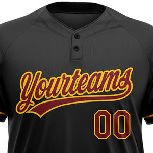 Bonne qualité taux de gros nouveauté Premium jaune noir couleur deux boutons respirant impression numérique polyester maillot de baseball - Product Image 4