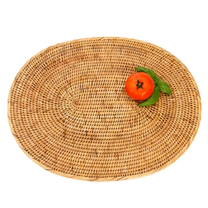 แฮนด์ทอเป็นมิตรกับสิ่งแวดล้อมหวายวงรี Placemat การออกแบบอเมริกันที่ไม่ซ้ํากันรอบจานรองแก้วหินชนวนบนโต๊ะอาหารและตกแต่งวันหยุด - Product Image 3