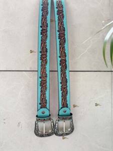 Ceintures en cuir véritable faites à la main usiné à la main sculpture en cuir élégant ceintures occidentales unisexe couleur Turquoise ceintures inde - Product Image 6