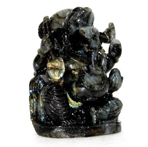 ประติมากรรมแกะสลักรูปปั้นพระพิฆเนศลาบราดอไรต์ทำมือคริสตัลควอตซ์สำหรับตกแต่งบ้านเทรนด์ทุกขนาด - Product Image 1