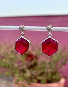 925 <b>Sterling</b> <b>Silver</b> Ruby Handmade <b>Earring</b> , Beautiful <b>Women</b> <b>Earring</b> . - Product Image 1