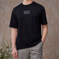 T-shirt Unisexe Personnalisé Léger Respirant Écologique Col Rond Polyester/Coton Noir Uni Grande Taille Vente en Gros