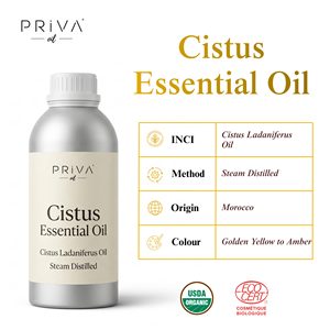 Aceite Esencial de Cistus Orgánico a Granel, Cistus Ladaniferus, Destilado al Vapor, Ecocert, Marruecos, Venta al por Mayor para Cosmética y Perfumería - Product Image 2