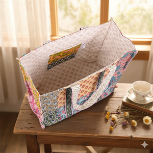 Bloc N Style sac fourre-tout imprimé en coton écologique pour les femmes à la main personnalisable fermeture éclair multicolore matelassé sac imprimé à la main - Product Image 3