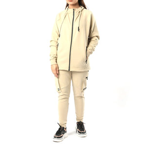 Conjunto de dos piezas personalizado OEM al por mayor para correr color personalizado chaqueta cortavientos chándales para mujer Jersey sólido chándal - Product Image 1