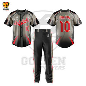 Prix de gros Logo personnalisé pas cher hommes s vierge maille bouton complet Baseball uniforme maillot Set Top Softball uniformes conceptions - Product Image 2