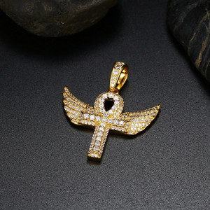 Mossanite สร้อยคอจี้รูปปีกนางฟ้าทำจากเงินสเตอริง925ชุบทอง18K ของขวัญสำหรับผู้หญิงและผู้ชาย - Product Image 2