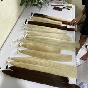 Cuticule vierge crue blonde platine soyeuse de qualité supérieure alignée extension en vrac de cheveux humains à trame unique Remy européenne - Product Image 6