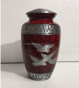 Urna de recuerdo conmemorativa de cremación de aluminio grabada en la nube azul clásica de alta calidad hermosos suministros funerarios de Metal decorativos - Product Image 2