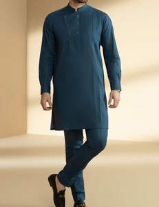HOMBRES SHALWAR KAMEEZ VENTA CALIENTE 2024 EN VESTIDOS MUSULMANES DE COLOR SÓLIDO CON CALIDAD SUPERIOR MEJORES REGALOS PARA MUSULMAFÁBRICA VENTA DIRECTA 2024 - Product Image 1
