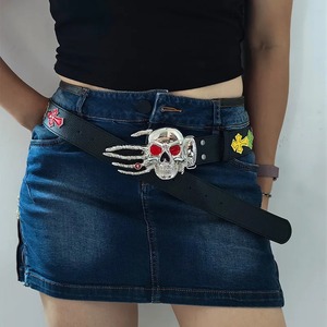 Nuevos hombres mujeres colorido Corss hierro Transferencia de Calor cinturón impreso Lychee patrón gótico accesorios 3,8 cm de ancho vaquero occidental Punk - Product Image 2