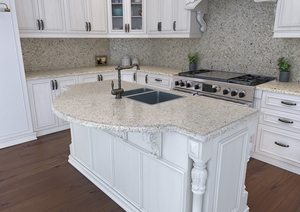 Plans de travail personnalisés pour cuisines et salles de bain en quartz Calacatta, comptoirs préfabriqués en pierre de Carrara Calacata pour projets hôteliers - Product Image 2