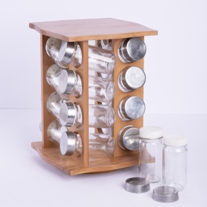Deluxe 16-Jar Beech Wood <b>Spice</b> <b>Rack</b> Organizer - Multi-Tier <b>Rotating</b> Seasoning Tower - Premium OEM/ODM Wooden Kitchenware - Product Image 2