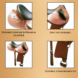 Sillín de caballo de cuero de raza media australiana de alta calidad 100% con accesorio de latón - Product Image 4