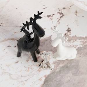 Décoration de Noël moderne en céramique, renne, 27 cm, noir et blanc - Product Image 3