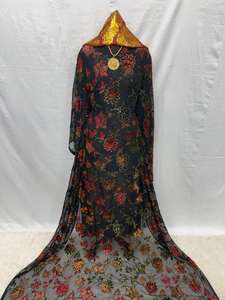 Robe longue classique ample pour femme, violette, parfumée, florale, gaufrée, brodée, respirante, en spandex, manches longues, printemps été automne hiver - Product Image 5