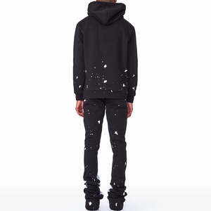 Qualité supérieure 100% coton coupe ajustée survêtement évasé empilé vêtements actifs OEM haute qualité vêtements de rue survêtement ensembles respirants - Product Image 4