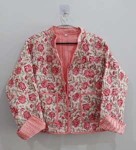 Chaqueta corta de algodón con estampado floral | Chaqueta acolchada estampada | Chaqueta de otoño invierno de estilo bohemio - Product Image 1