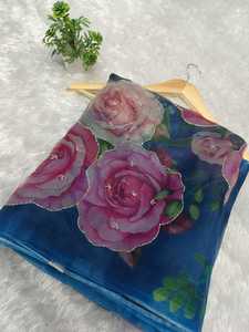 Saree de Georgette de estilo Bollywood de alta calidad con blusa a juego de bordado de secuencia atractiva para bodas indias y paquistaníes - Product Image 4