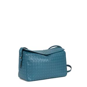 Womens Lady Teal Woven Leather Crossbody <b>Bag</b> Soft Braided Shoulder Purse Blue Green Zipper Top Water Resistant Adjustable <b>Strap</b> - Product Image 1