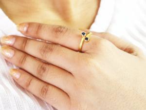 Bague saphir réglable-Bague en argent sterling faite à la main-Bague empilable délicate pour elle - Product Image 5