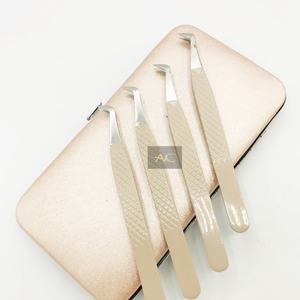 Pinces à épiler professionnelles en acier inoxydable massif avec poignée diamantée pour extensions de cils, logo personnalisé, durables, pointues, russes - Product Image 4