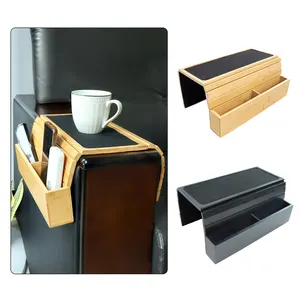 Sofá de madera plegable, portavasos para sofá, bandeja con clip para brazo de aperitivos, sofá de bambú lateral, bandeja de almacenamiento para brazo, mesa para Reposabrazos de sofá