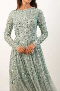 ชุดราตรีทรงเอผ้าชิฟฟ่อนปักเลื่อมลูกปัดโรแมนติกหรูหราชุดคอกเทลแขนยาวเต็มตัวสไตล์ธรรมชาติสำหรับชุดราตรีสุดเพอร์เฟกต์ - Product Image 2