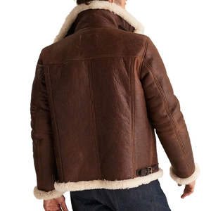 100% High Quality <b>Genuine</b> Leather Winter Jacket Men Stand Collar Front Logo Waterproof OEM Custom Service - Product Image 2