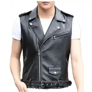 Best Selling Men Pu Leather In Different Style For Men Solid Color For Men Leather Vest High Quality Cheap Price Customize Size