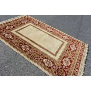 Alfombra tradicional de lana roja Beige 5,3X8,4 pies Área grande Rectángulo turco Pasillo Patrón abstracto Respaldo de látex Alfombra de habitación 10mm - Product Image 2