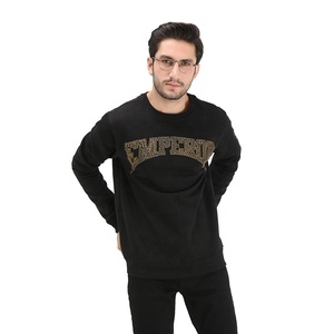 Premium Quality 100% Cotton Fleece Sweatshirt New Style With Solid Pattern Metallic Studs Crew-Neck Elastic Cuff For Winter - Product Image 1