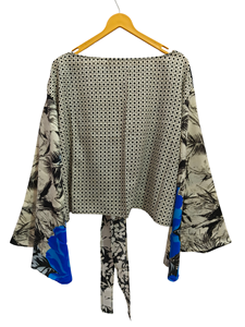 Night Wear Summer Short Top Multi Color Soft House Wear Multi Color Silk Blouse Short Wrap Top - Product Image 4