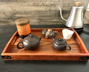 Bandeja de Madera Artesanal con Elegantes Asas, Organizador Rústico para Cocina, para Té, Café, Aperitivos, Decoración del Hogar, Calidad Doméstica - Product Image 1