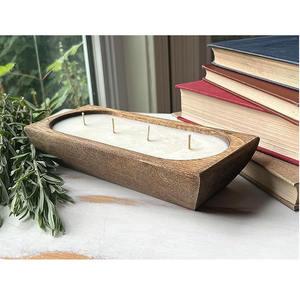 Prix raisonnable taille personnalisée bois de manguier pour bougie bol ovale bougie de soja pour la décoration cadeaux pour le but de mariage d'affaires - Product Image 1