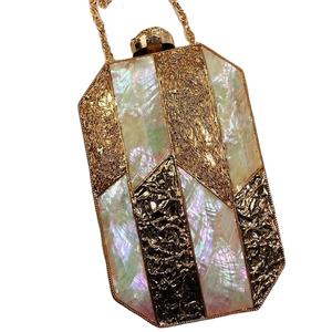 Designer Handmade Elegant Evening Brass <b>Clutch</b> Bag Exclusive Mother of <b>Pearl</b> Metal Purse for Bridal Wedding - Product Image 1