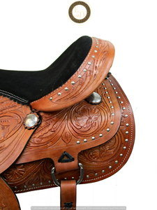 Premium Western DD en cuir véritable de haute qualité personnalisable léger confortable Performance baril course rodéo spectacle selle - Product Image 4