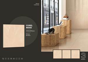 Carreaux en porcelaine brillante de luxe 1000x1000 | Carreaux de sol muraux haut de gamme grand format 100x100 | Qualité d'exportation durable et élégante - Product Image 2