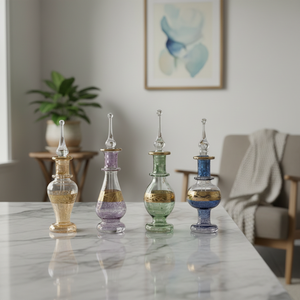 ขวดน้ำหอมทรงกลมแก้วเป่าลายศิลปะพื้นบ้านอียิปต์ ZAHEREEN LW42 งานฝีมือประณีต ของตกแต่ง ของสะสม - Product Image 2