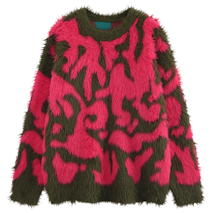 Pull en mohair pour femme en coton de qualité supérieure, coupe ample, épaules tombantes, col rond, style décontracté, coupe ample, pull en mohair pour femme - Product Image 2