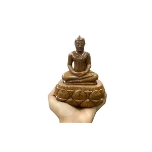 أحجار كريمة طبيعية بوذية من اليشم الهندي مقاس 3 بوصات تمثال بوذية طويل في موضع التأمل