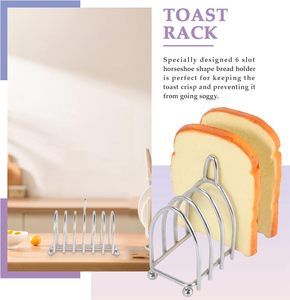 Bread Rack Mini <b>Toast</b> Rack Bread <b>Holder</b>: 6 Slice Holes Bread Loaf Stand Stainless Steel Table Serving Rack for Home Kitchen - Product Image 5
